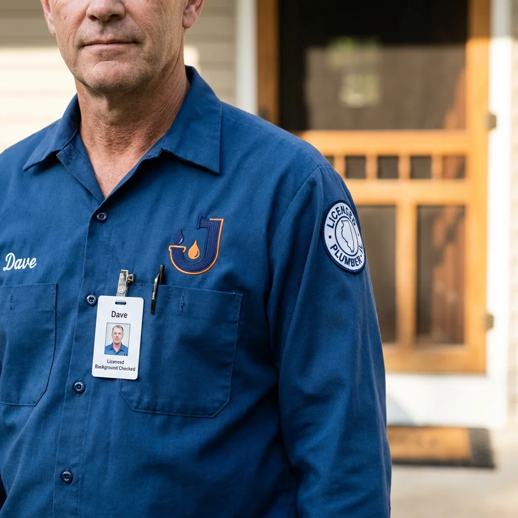 Licensed plumber showing ID badge in Washington Court House, OH