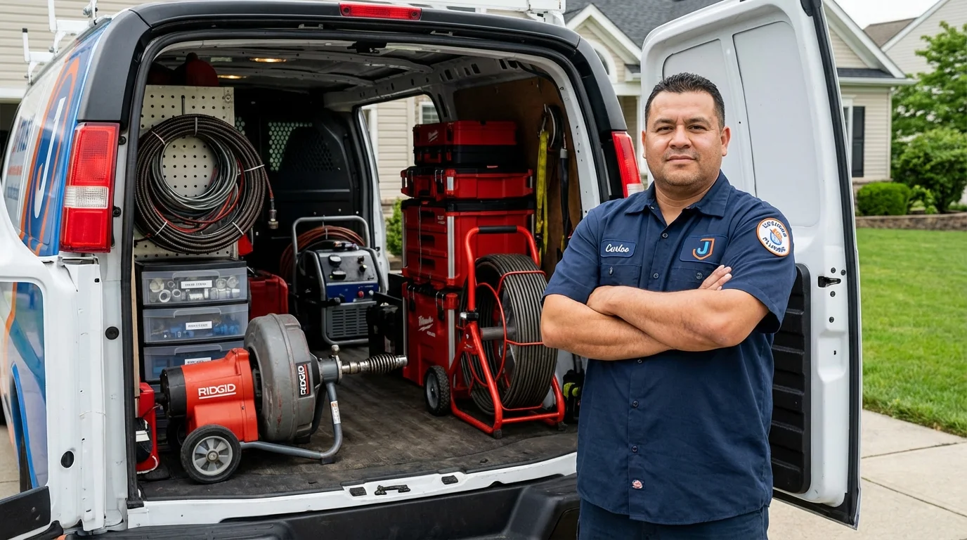 Professional drain cleaning equipment and Johns Plumbing LLC plumber in Washington Court House