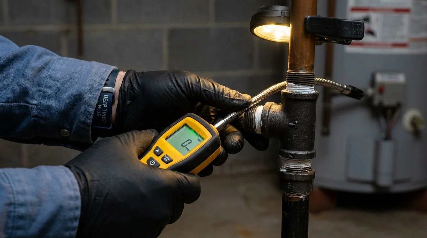 Gas leak detection with electronic sniffer by Johns Plumbing LLC in Washington Court House