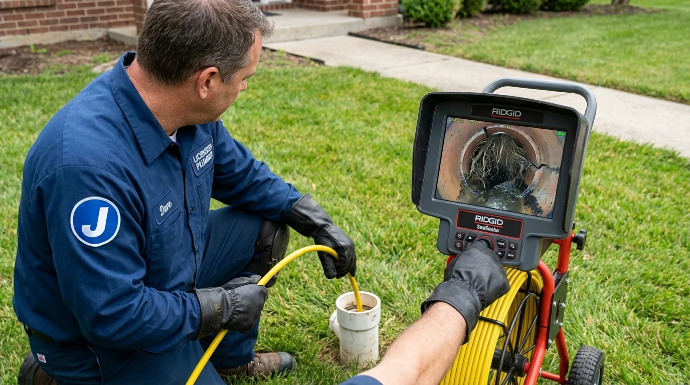 Sewer camera inspection being performed by Johns Plumbing LLC in Washington Court House